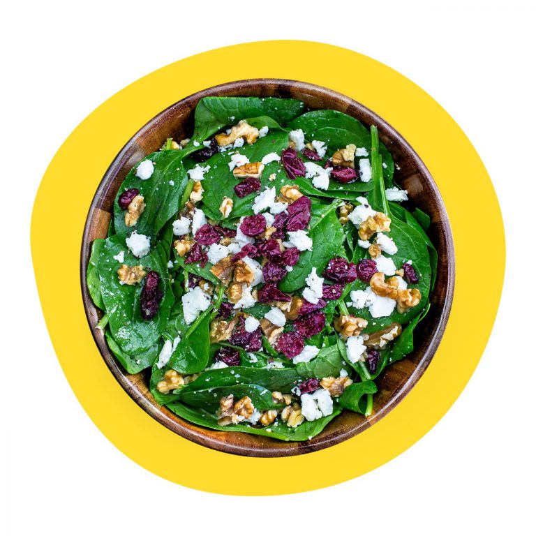 Baby spinach salad with dried cranberry - Tostibanaan